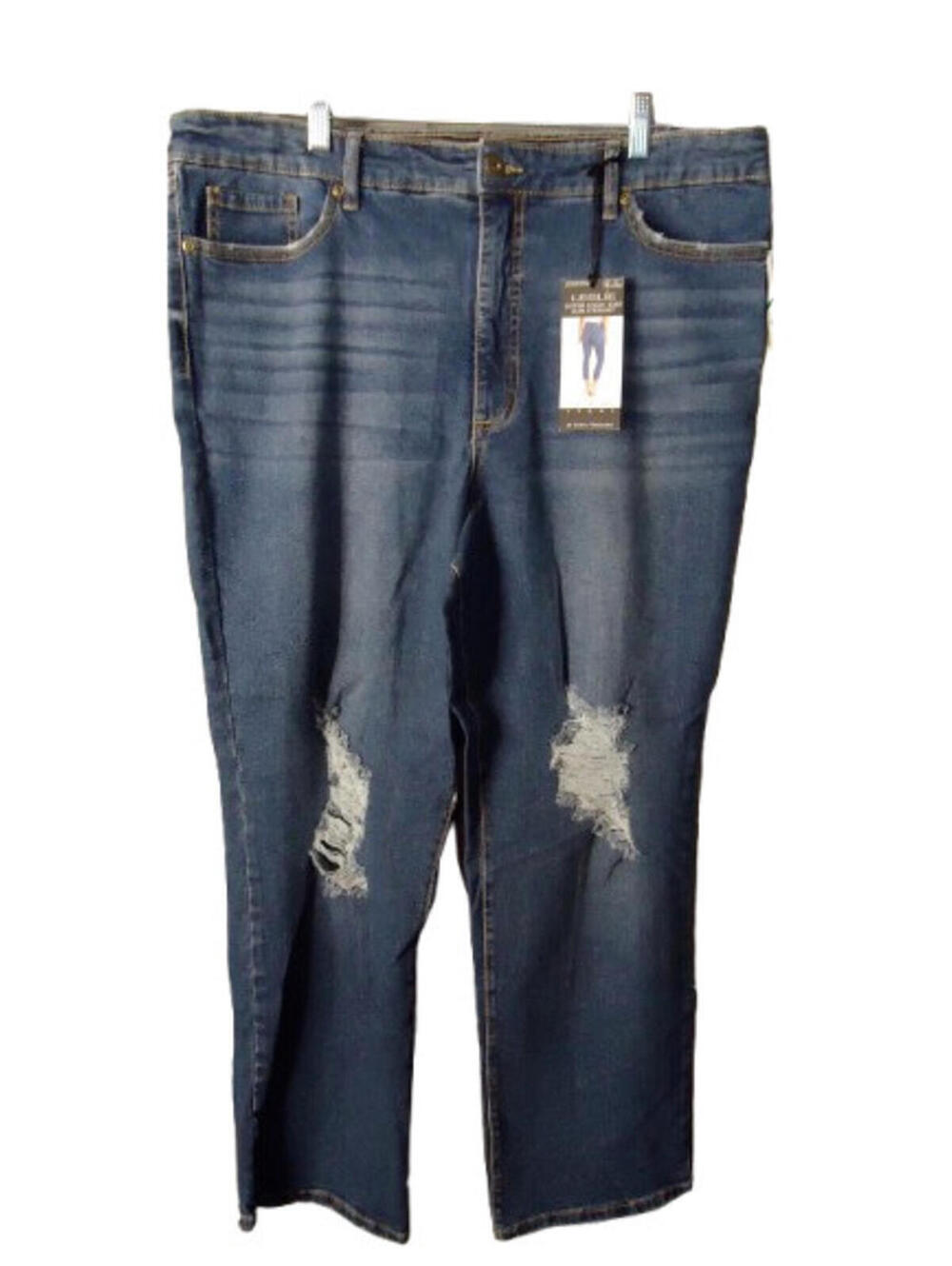 Sofia Vergara Jeans Leslie Distressed Super High Rise Slim Straight Womens 18